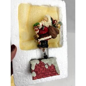 1996 Enesco Up On‎ The Rooftop Santa On Pogo Stick Boxed Figurine - Rare Vintage